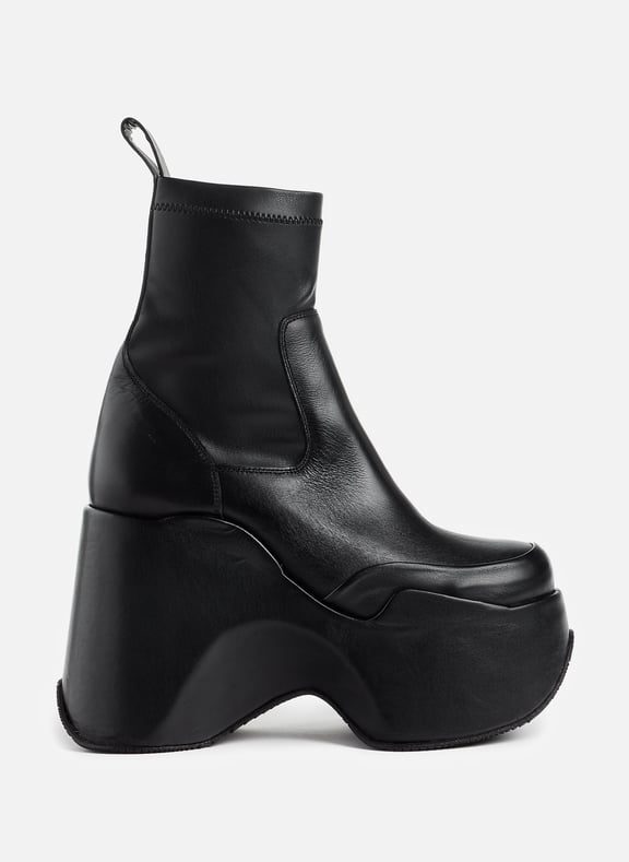 Black Leather platform ankle boots
