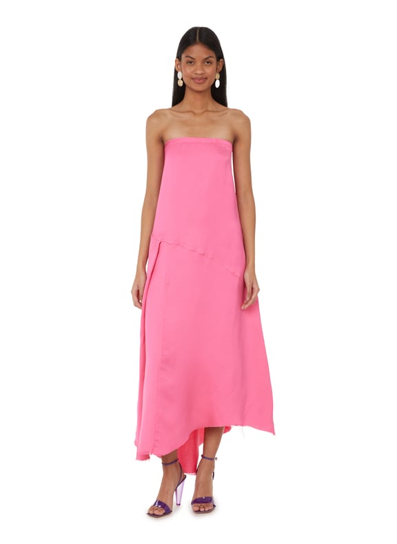 Strapless Linen Blend Satin Dress Marques Almeida For Women Printemps Com Strapless Linen Blend Satin Dress Marques Almeida For Women Printemps Com