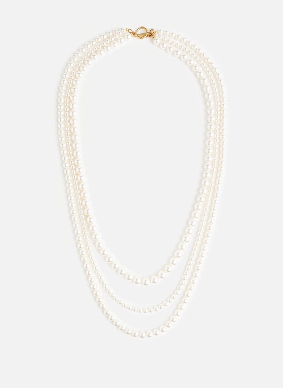 Necklace with three rows of pearls Golden by TANI BY MINETANI TANI BY MINETANI Necklace with three rows of pearls Golden