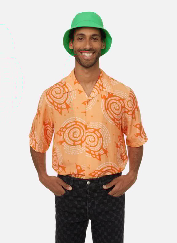 Children Of The Sun linen-blend shirt Orange by MISBHV MISBHV Children Of The Sun linen-blend shirt Orange