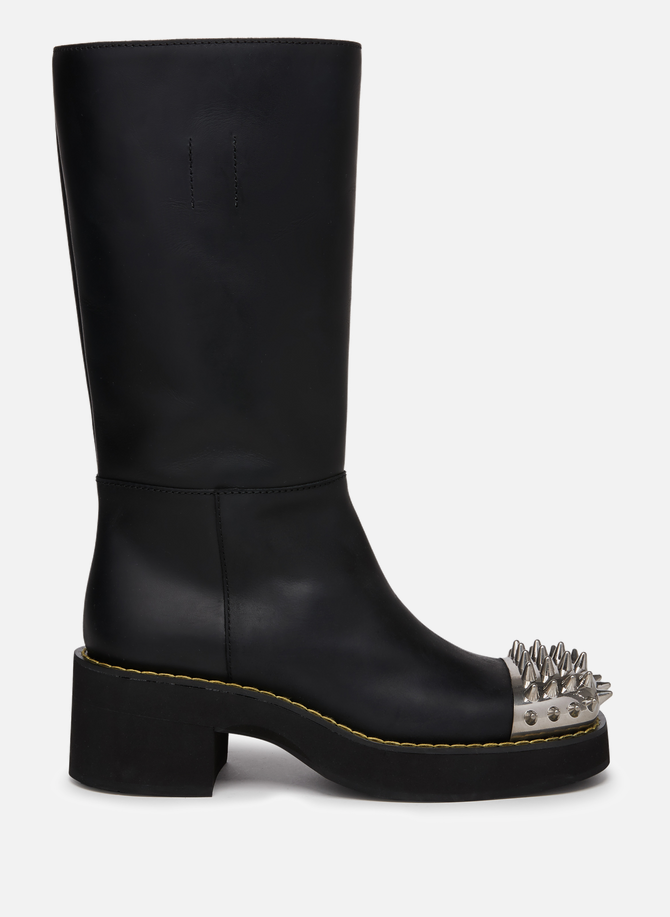 Studded calfskin leather boots  MIU MIU