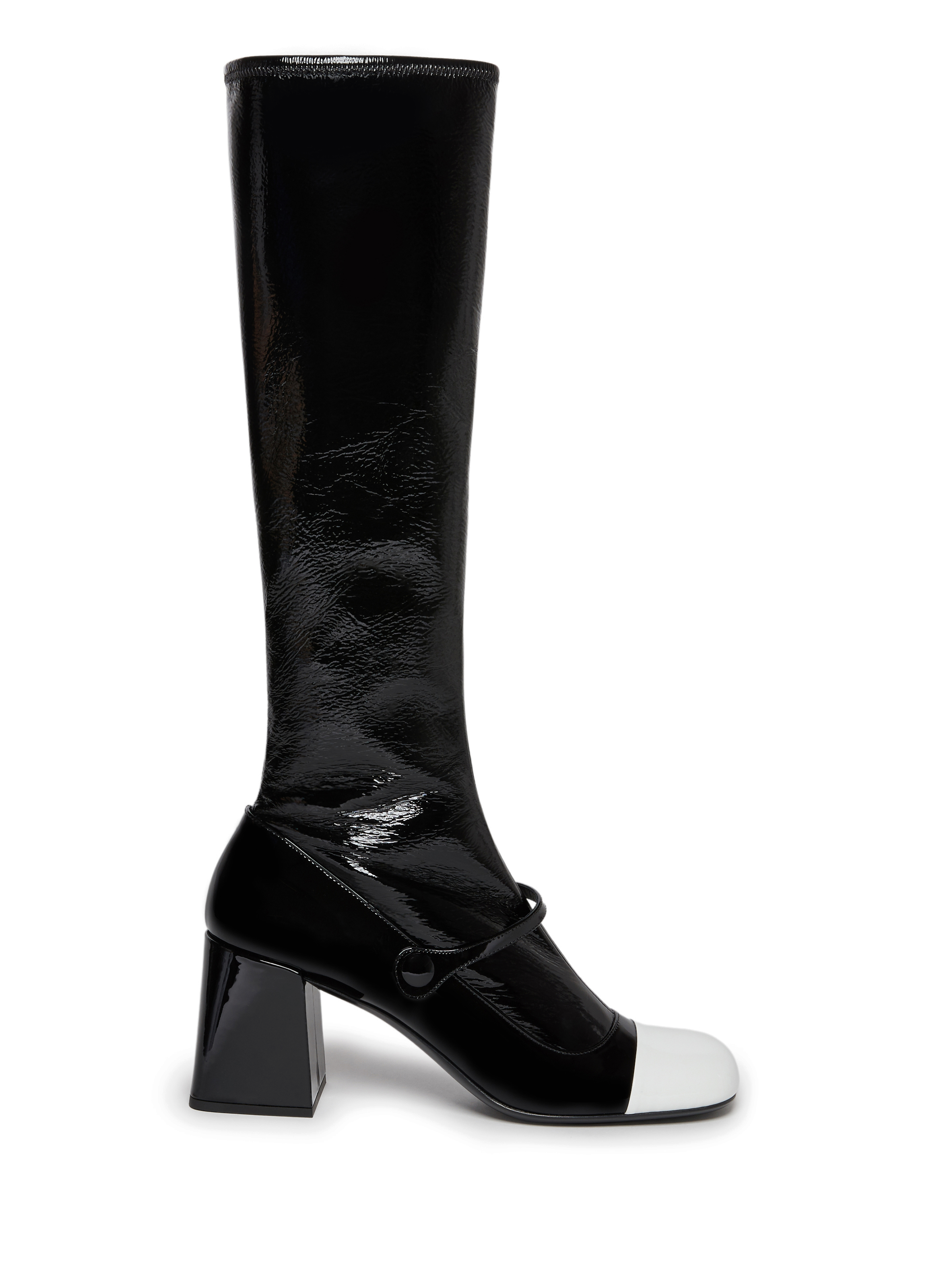 miu miu black patent leather boots