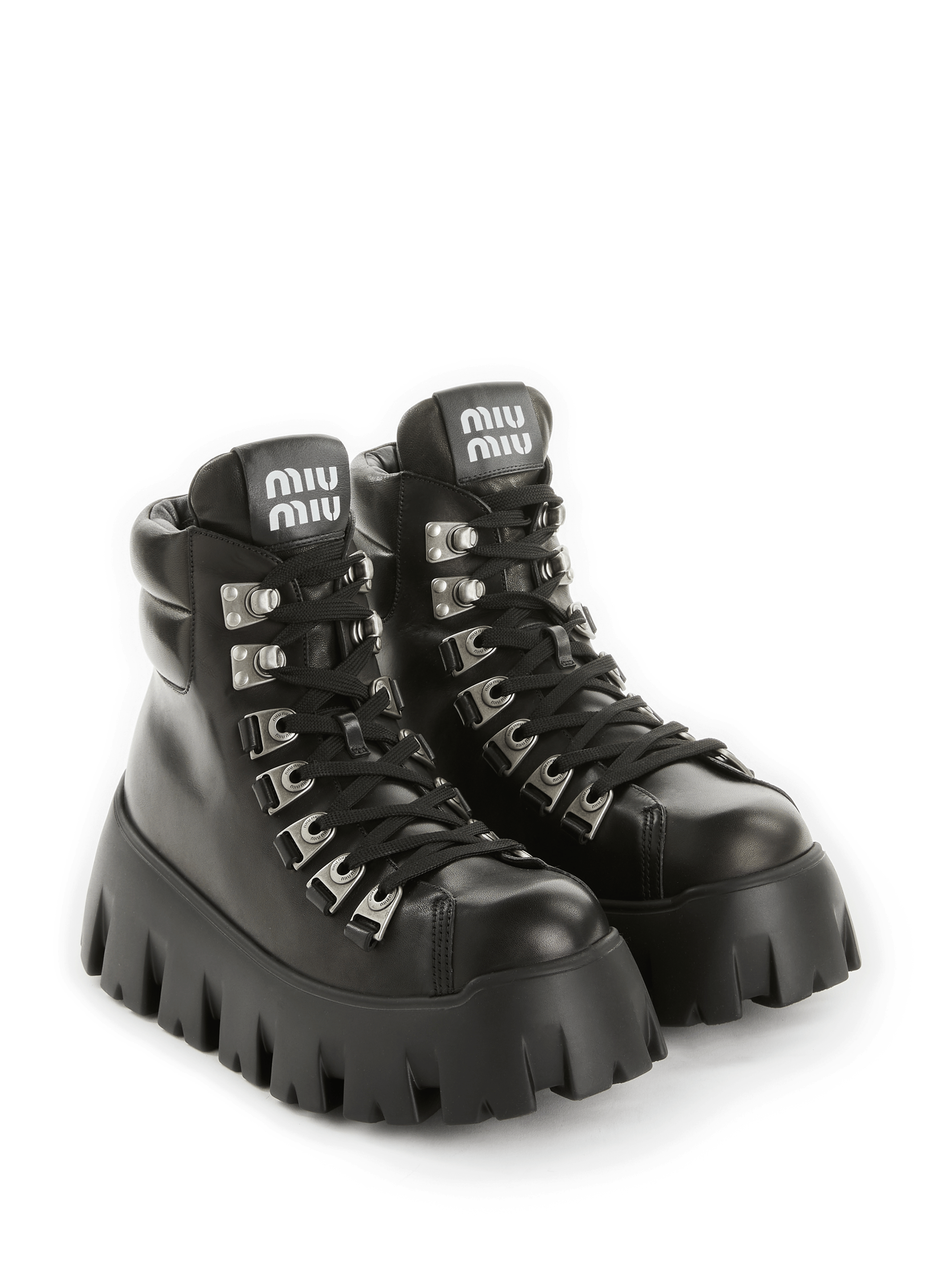 MIUMIU 26S HIGH-HEELED ANKLE BOOTS 70MM IN BLACK CALFSKIN