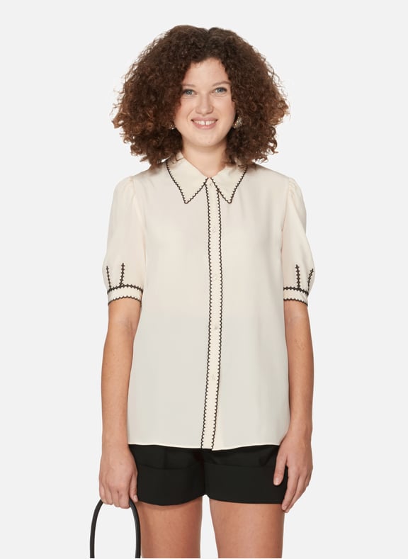 Short-sleeve silk Shirt Beige by MIU MIU MIU MIU Short-sleeve silk Shirt Beige