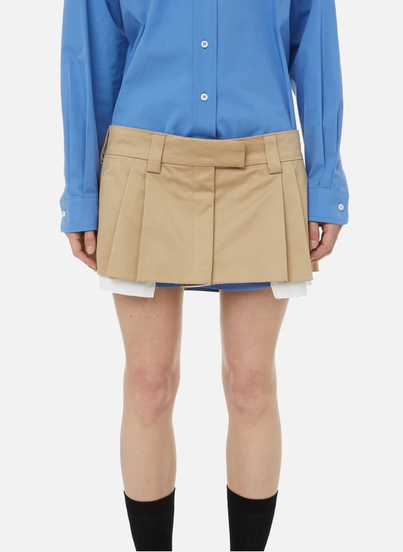 Chino mini skirt with embroidered logo Brown by MIU MIU MIU MIU Chino mini skirt with embroidered logo Brown