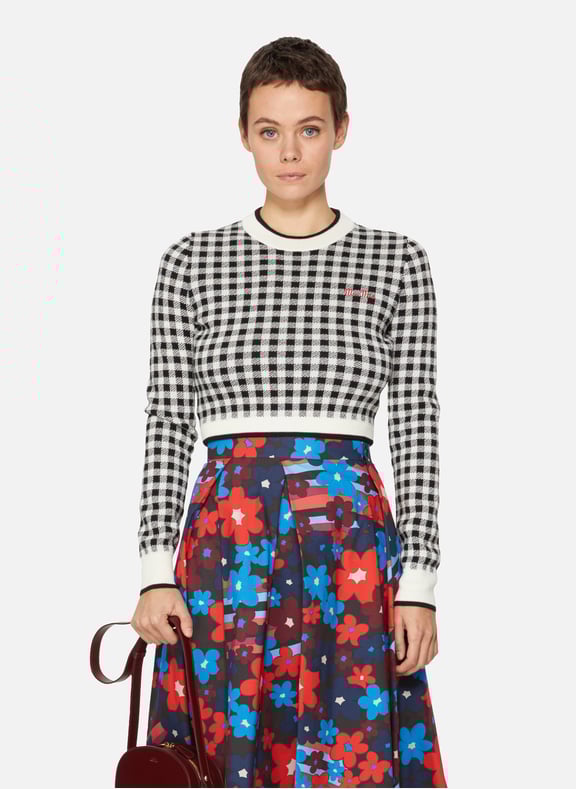Wool check jumper Black by MIU MIU MIU MIU Wool check jumper Black