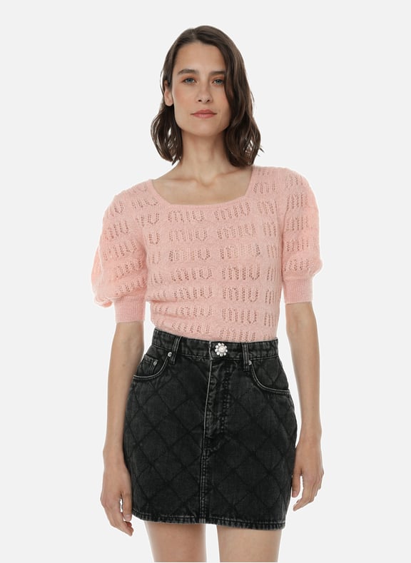 Short mohair jumper Pink by MIU MIU MIU MIU Short mohair jumper Pink