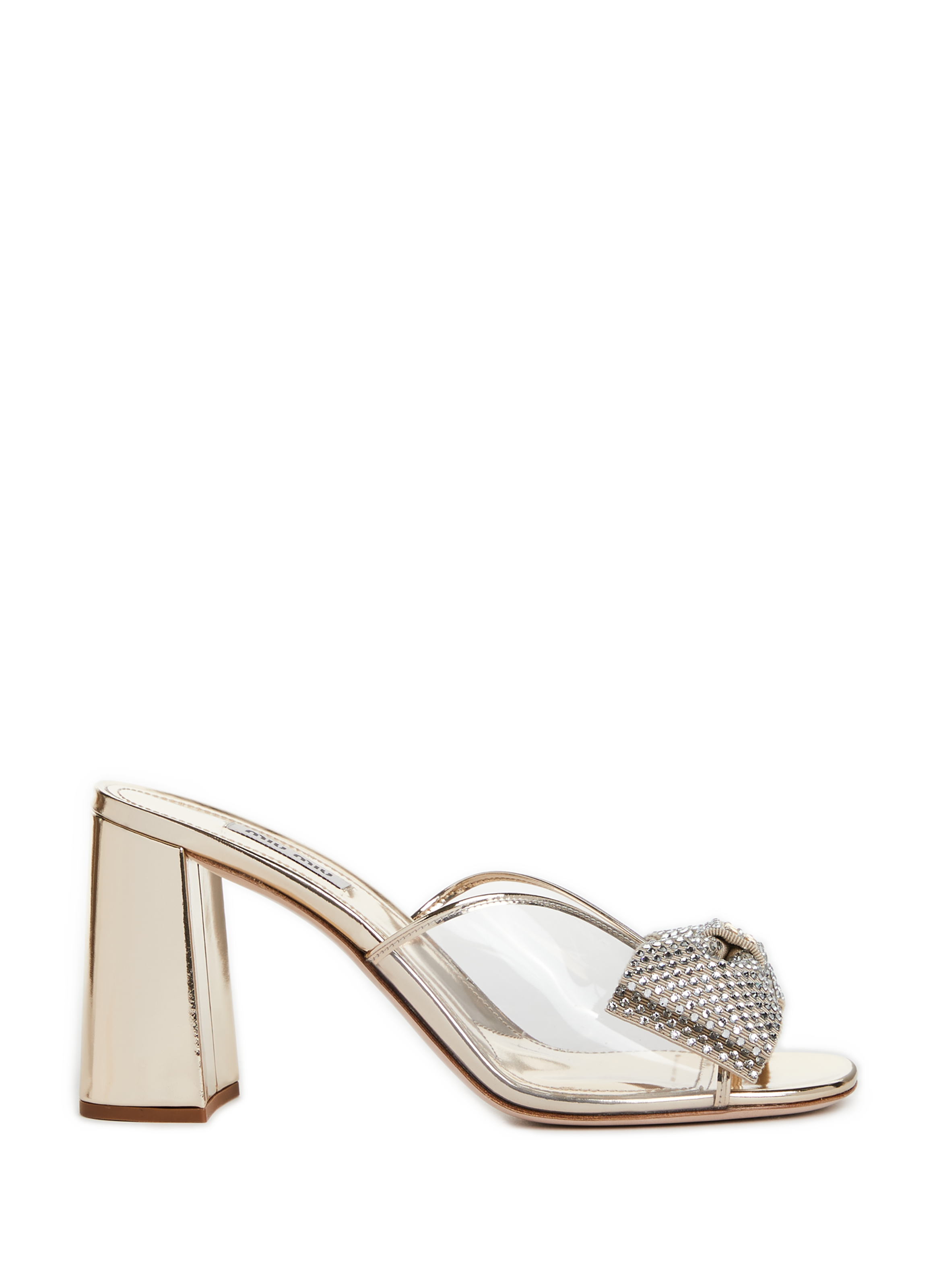 Miu Miu Crystal-embellished Metallic Sandals - Silver | Editorialist