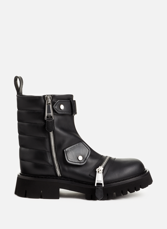 MOSCHINO Quilted ankle boots with zips Black
