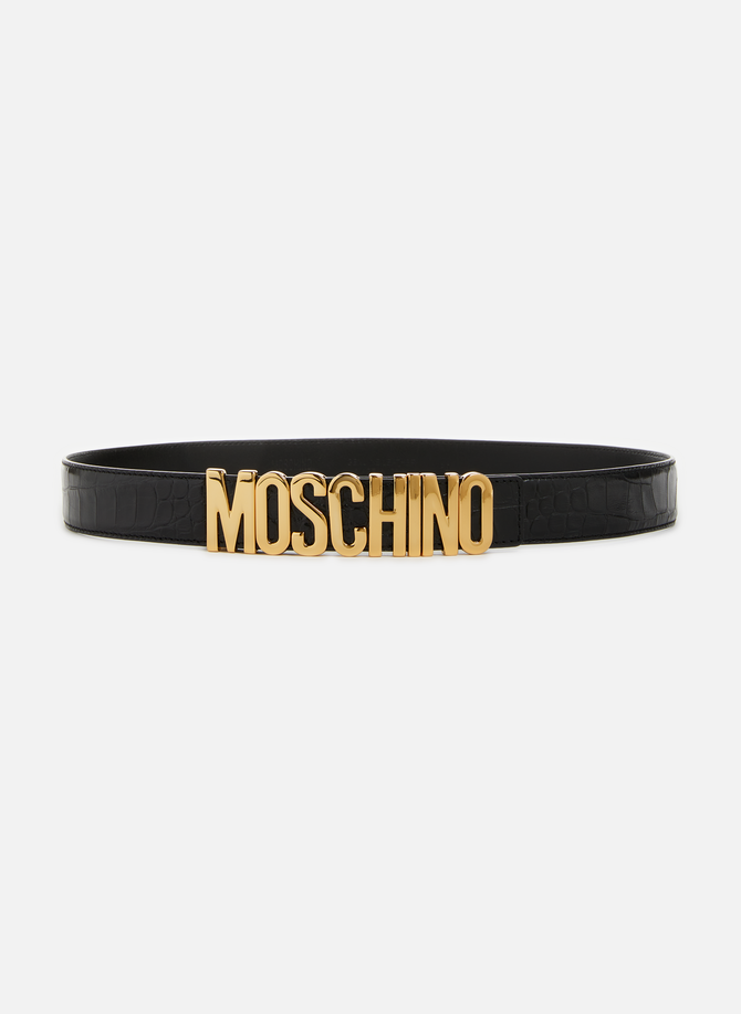 Embossed leather logo belt MOSCHINO