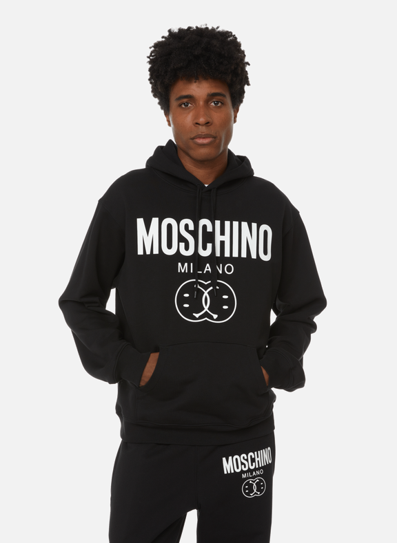 MOSCHINO Smiley cotton logo hoodie Black