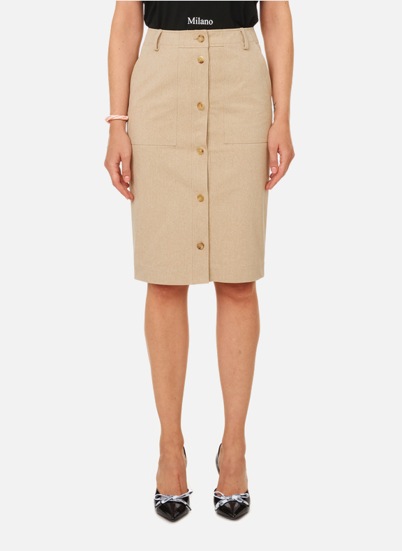 MOSCHINO Cotton buttoned skirt Brown