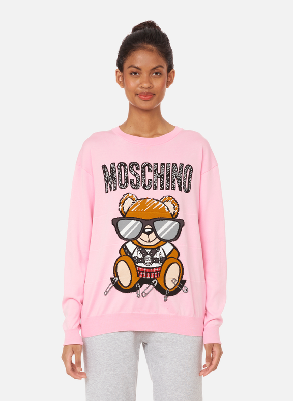 MOSCHINO Printed cotton jumper Pink