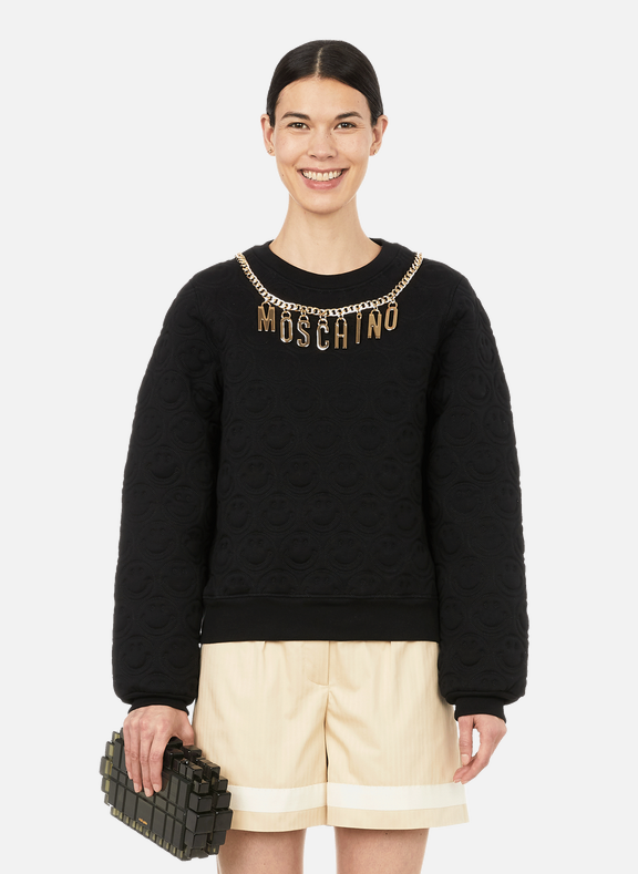 MOSCHINO Logo sweatshirt with a chain necklace Black