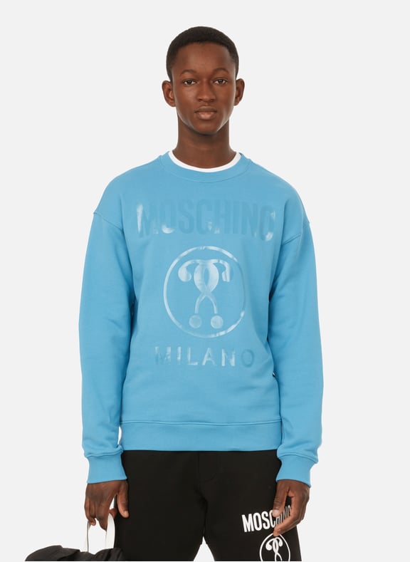 Double Question Mark cotton sweatshirt Blue by MOSCHINO MOSCHINO Double Question Mark cotton sweatshirt Blue