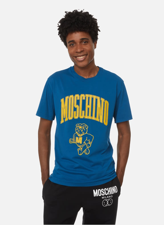 Logo cotton T-shirt Blue by MOSCHINO MOSCHINO Logo cotton T-shirt Blue