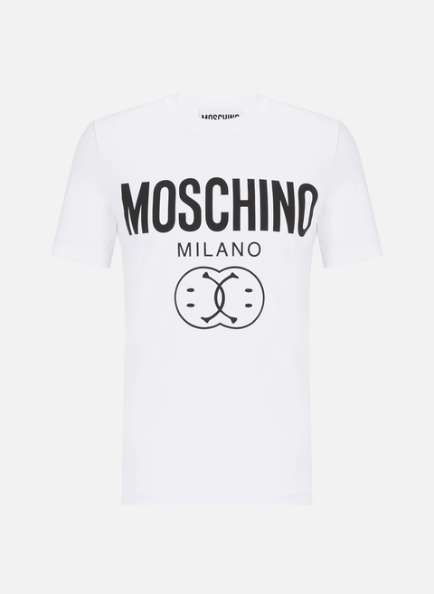 T-shirt à logo et Smiley en coton WhiteMOSCHINO 