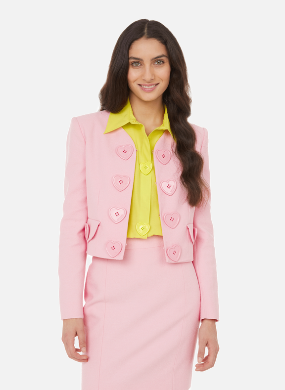 MOSCHINO Cropped cotton jacket Pink
