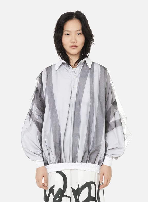 Bi-material shirt White by MOSSI MOSSI Bi-material shirt White