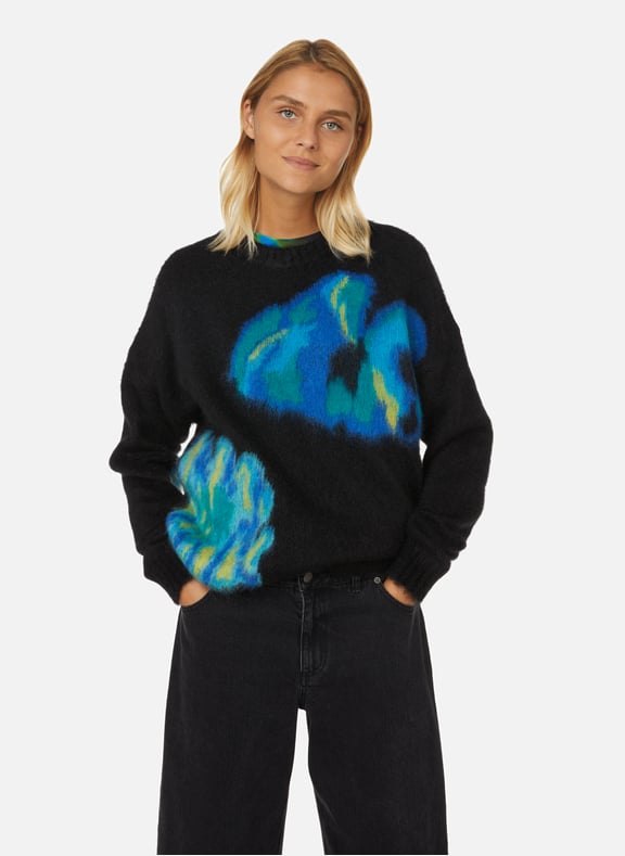 Printed mohair-blend jumper Blue by NINA RICCI NINA RICCI Printed mohair-blend jumper Blue