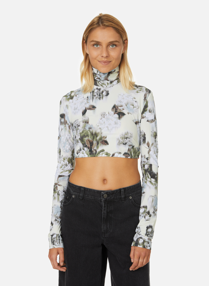 Floral-print crop top OFF-WHITE