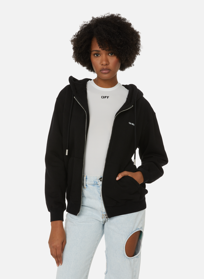 Zipped cotton hoodie OFF-WHITE