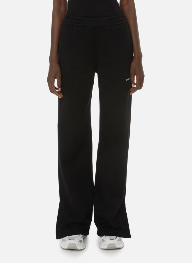 Cotton jersey wide-leg trousers OFF-WHITE