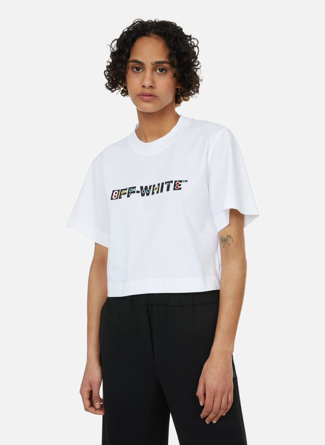 Cropped cotton logo T-shirt OFF WHITE