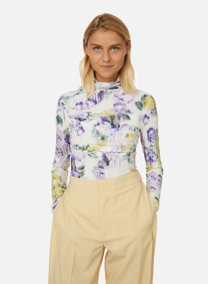 Stretch floral-print top OFF-WHITE