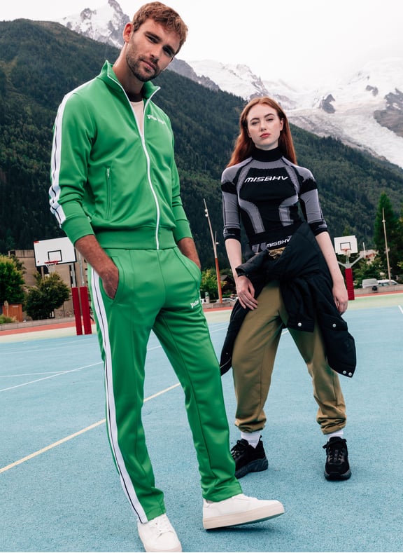 Joggers with contrasting stripe Green by PALM ANGELS PALM ANGELS Joggers with contrasting stripe Green