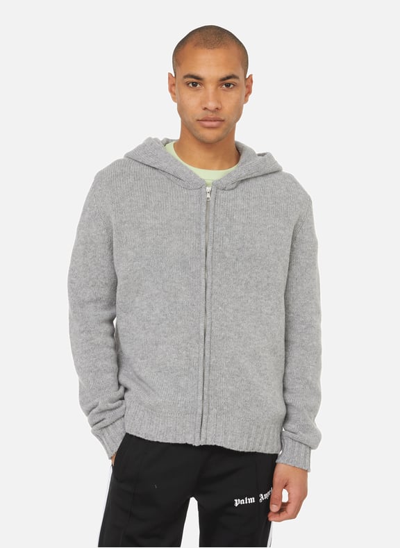 Oversized wool-blend zip-up jumper Grey by PALM ANGELS PALM ANGELS Oversized wool-blend zip-up jumper Grey