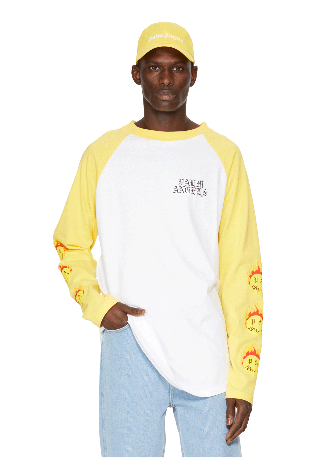 PRINTED COTTON T-SHIRT - PALM ANGELS 