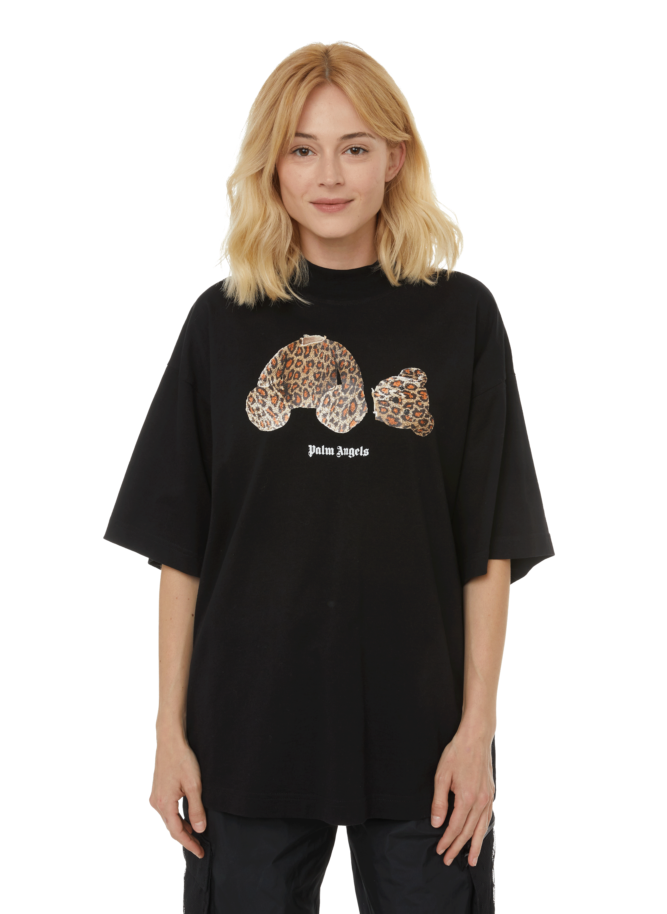 OVERSIZED LEOPARD BEAR COTTON T-SHIRT 