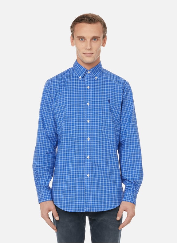 Cotton poplin check shirt Blue by POLO RALPH LAUREN POLO RALPH LAUREN Cotton poplin check shirt Blue