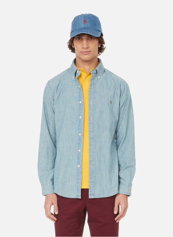 Chambray polo top