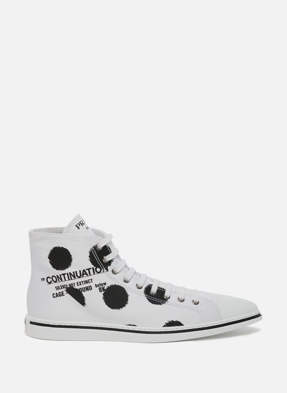Printed Cotton Gabardine Sneakers Prada Women Printemps