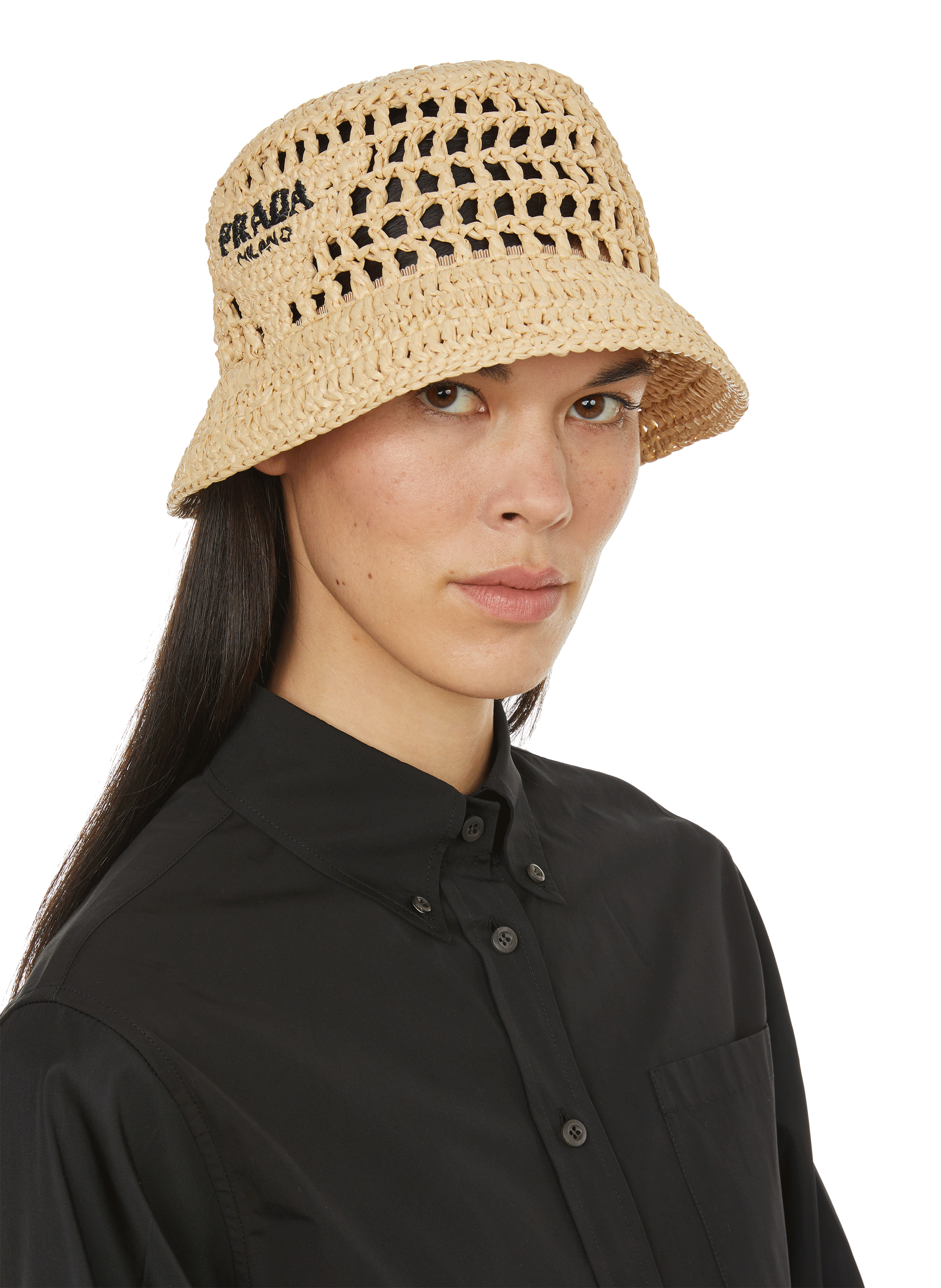 Raffia-effect Bucket Hat - Prada Women | Printemps.com
