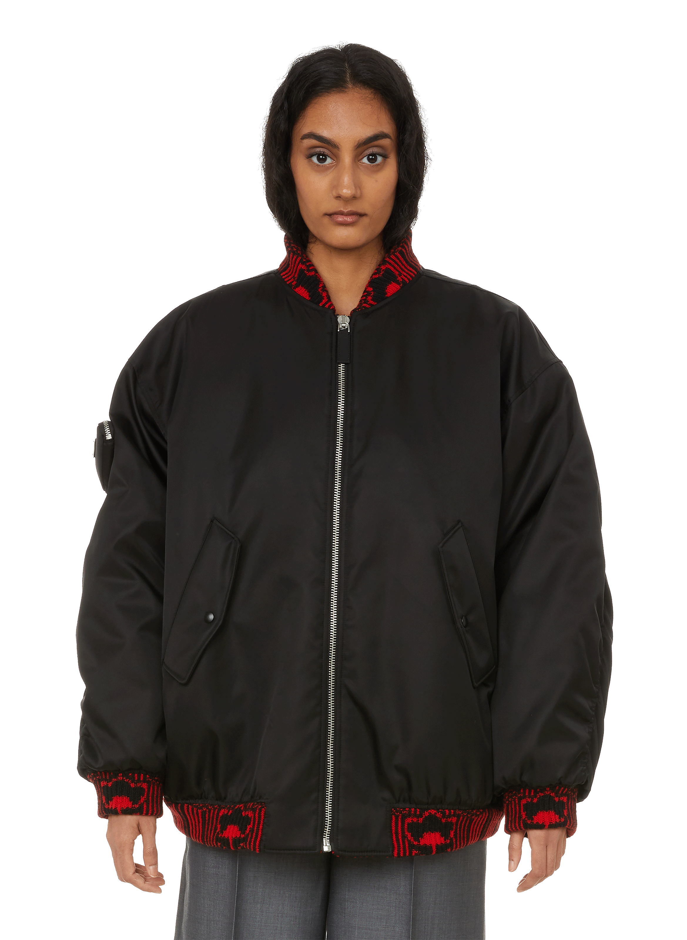 HUGO - Oversized-fit bomber jacket with zipped sleeve pocket