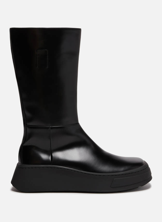 Thick-soled calfskin leather boots  PRADA