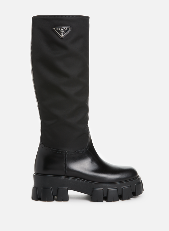 Leather and Re-Nylon boots PRADA