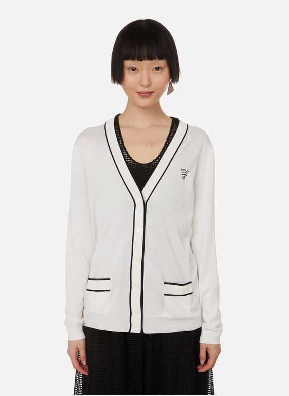 Silk cardigan White by PRADA PRADA Silk cardigan White