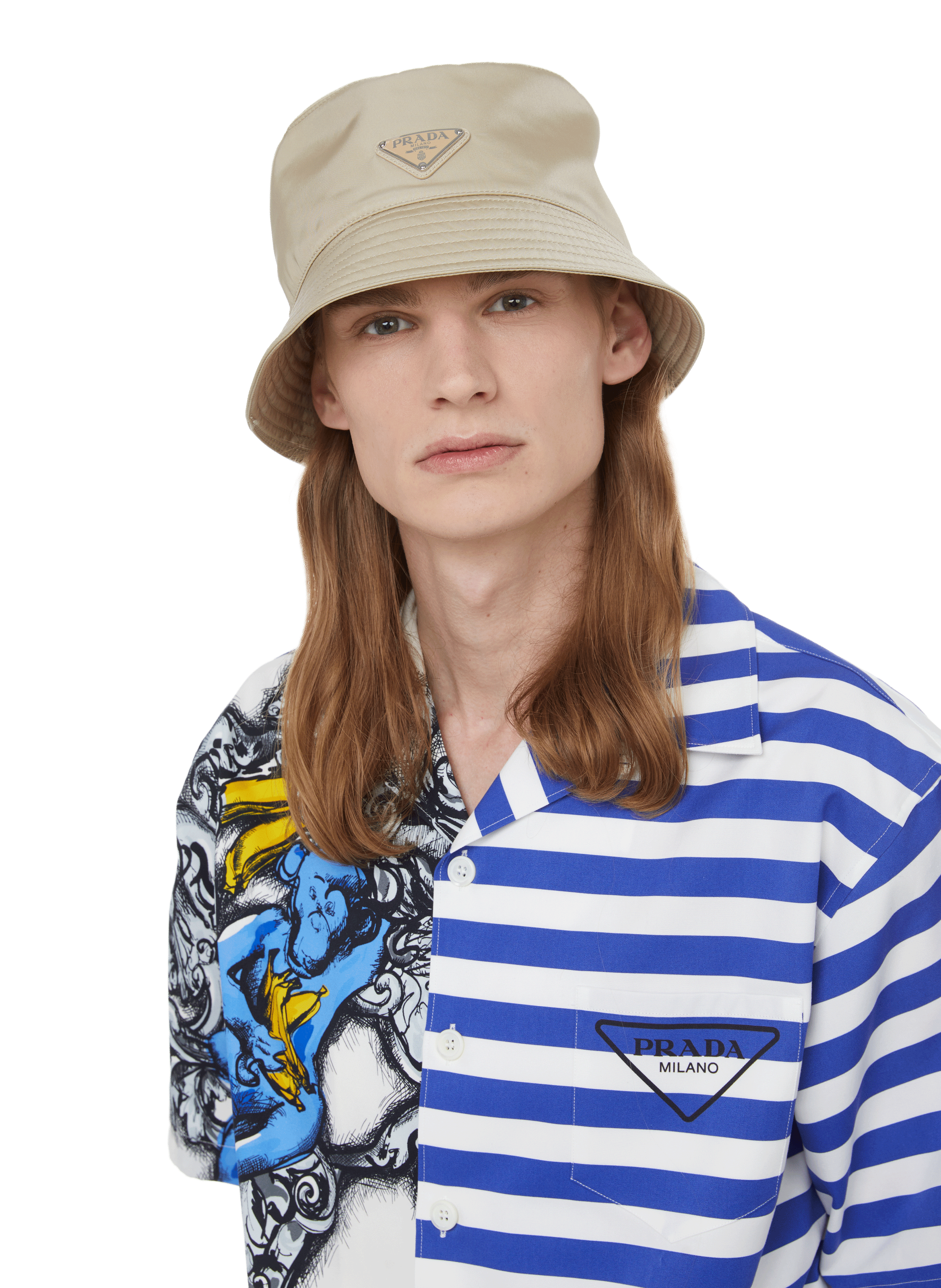 prada bucket hat beige