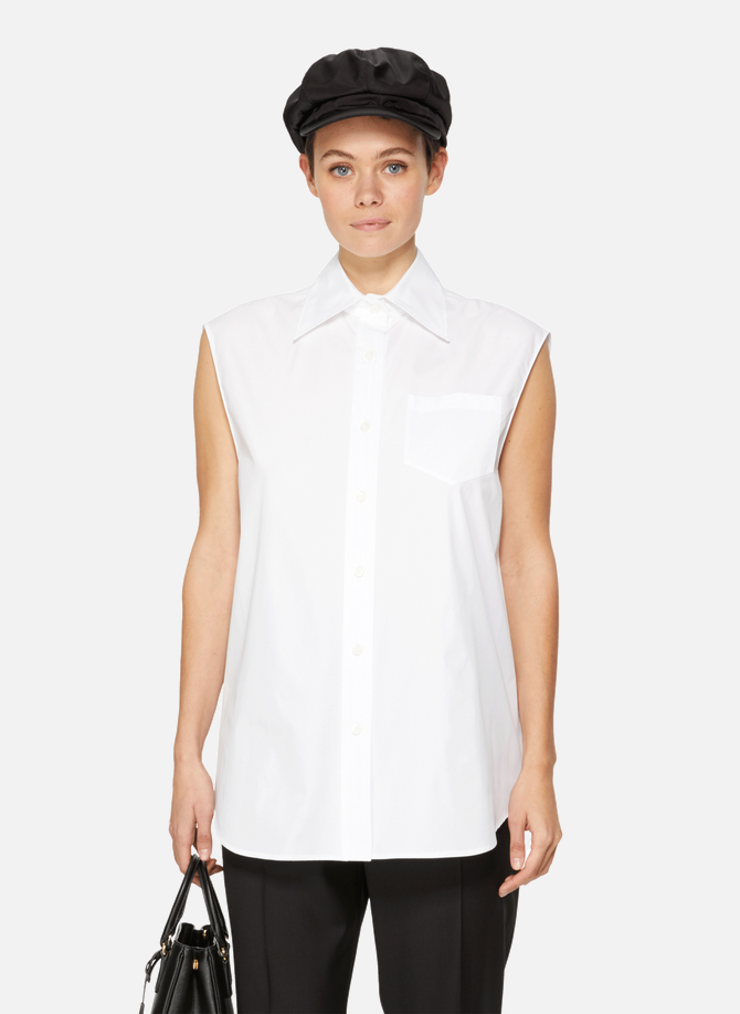 Sleeveless cotton poplin shirt PRADA
