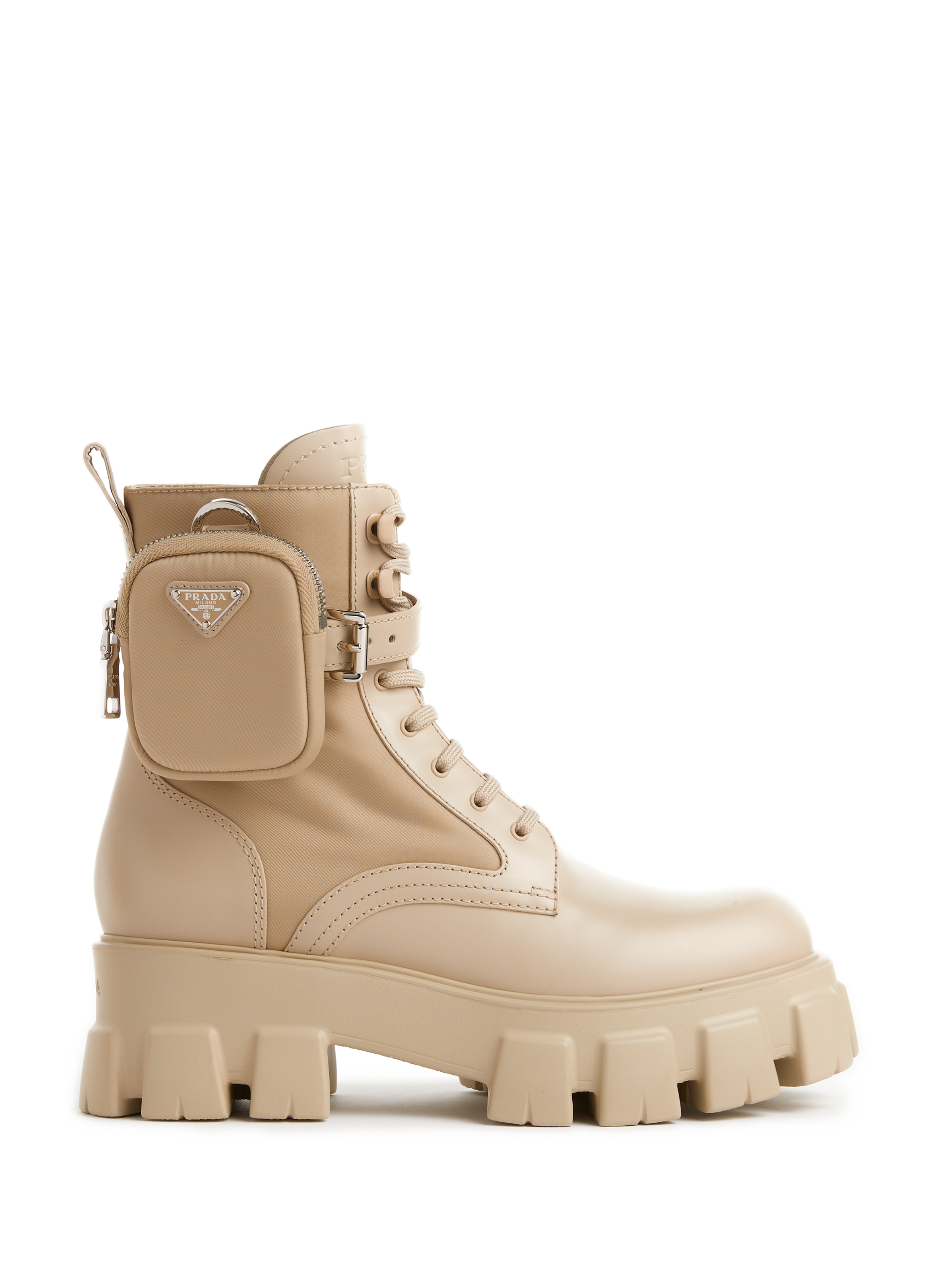 prada beige combat boots