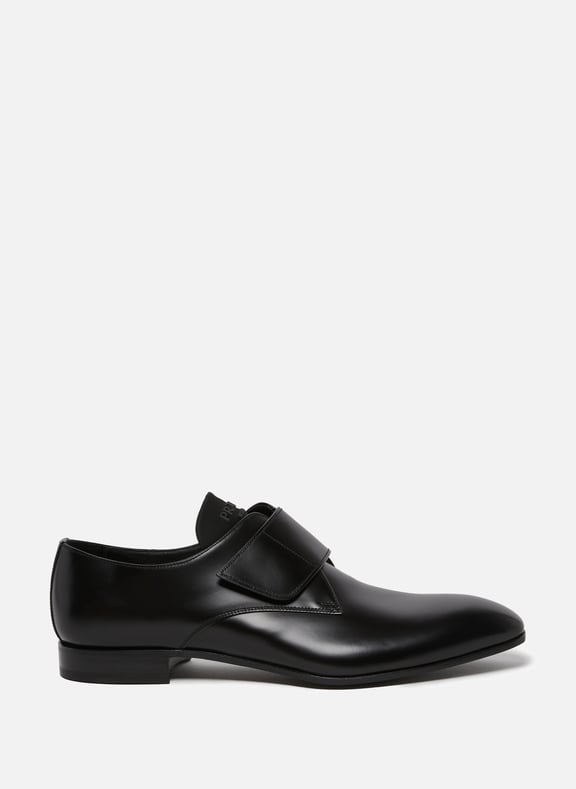Brushed leather derbies Black by PRADA PRADA Brushed leather derbies Black