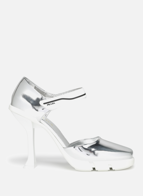 PRADA Patent leather heels Silver