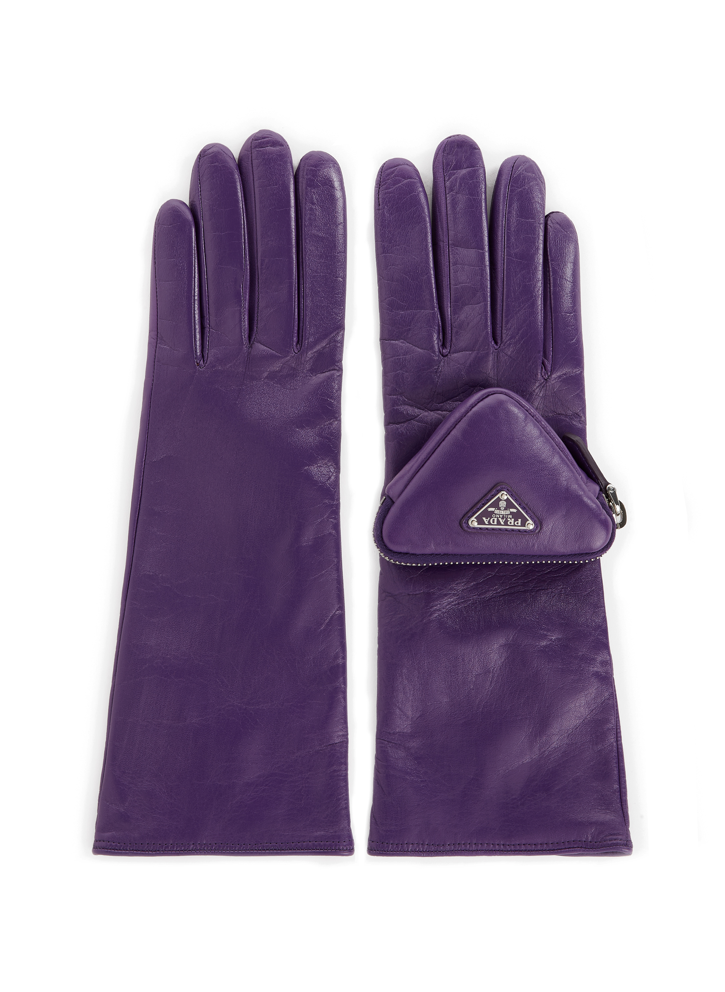 prada purple gloves