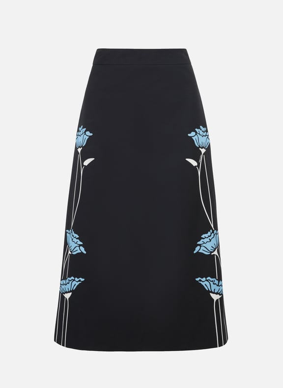 Cotton Midi Skirt Black by PRADA PRADA Cotton Midi Skirt Black
