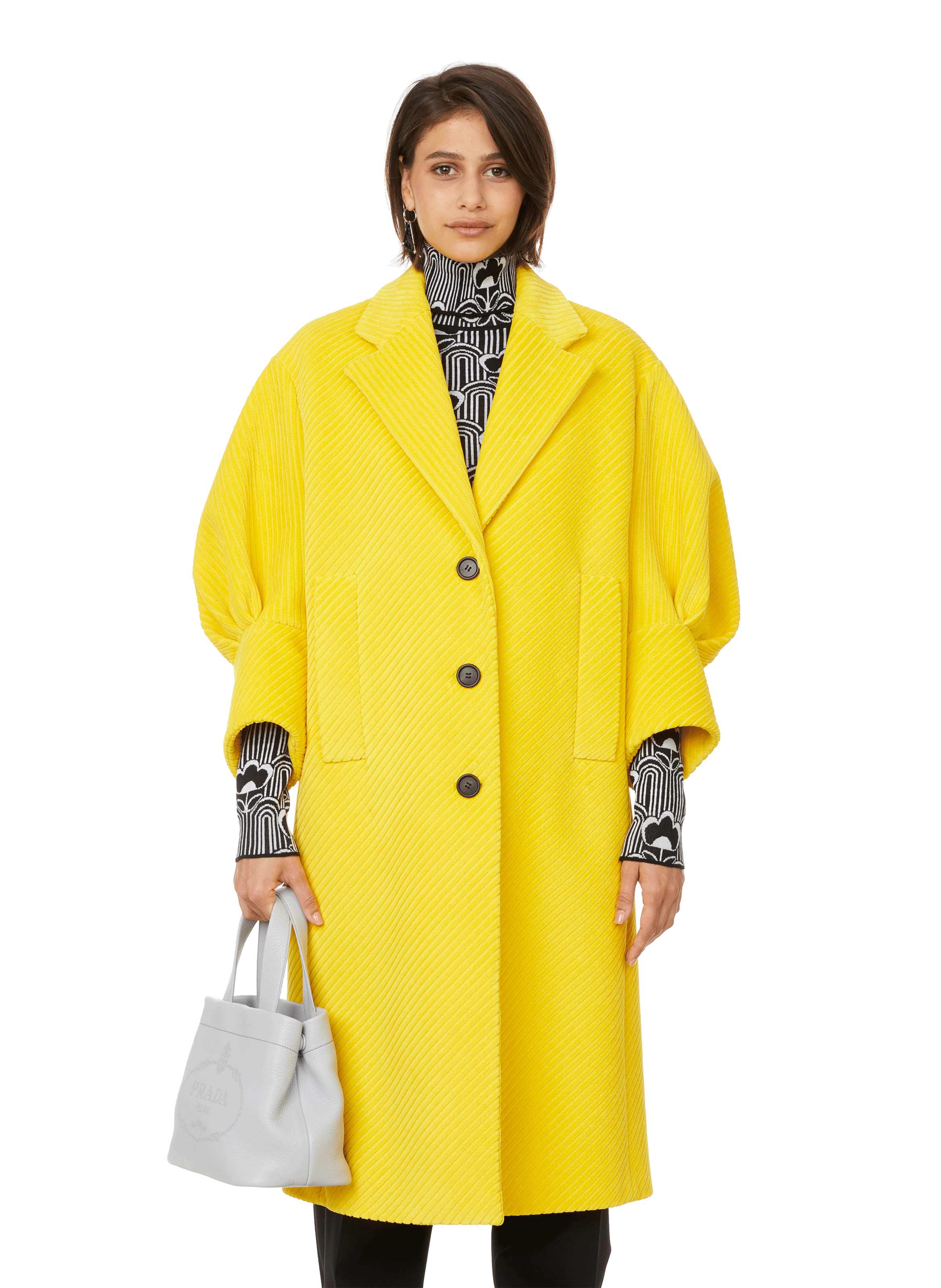 VELVET-EFFECT COAT - PRADA for WOMEN 