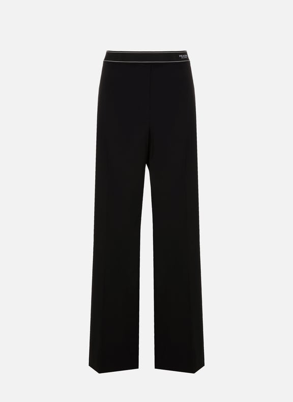 Wide-leg cotton-blend trousers Black by PRADA PRADA Wide-leg cotton-blend trousers Black